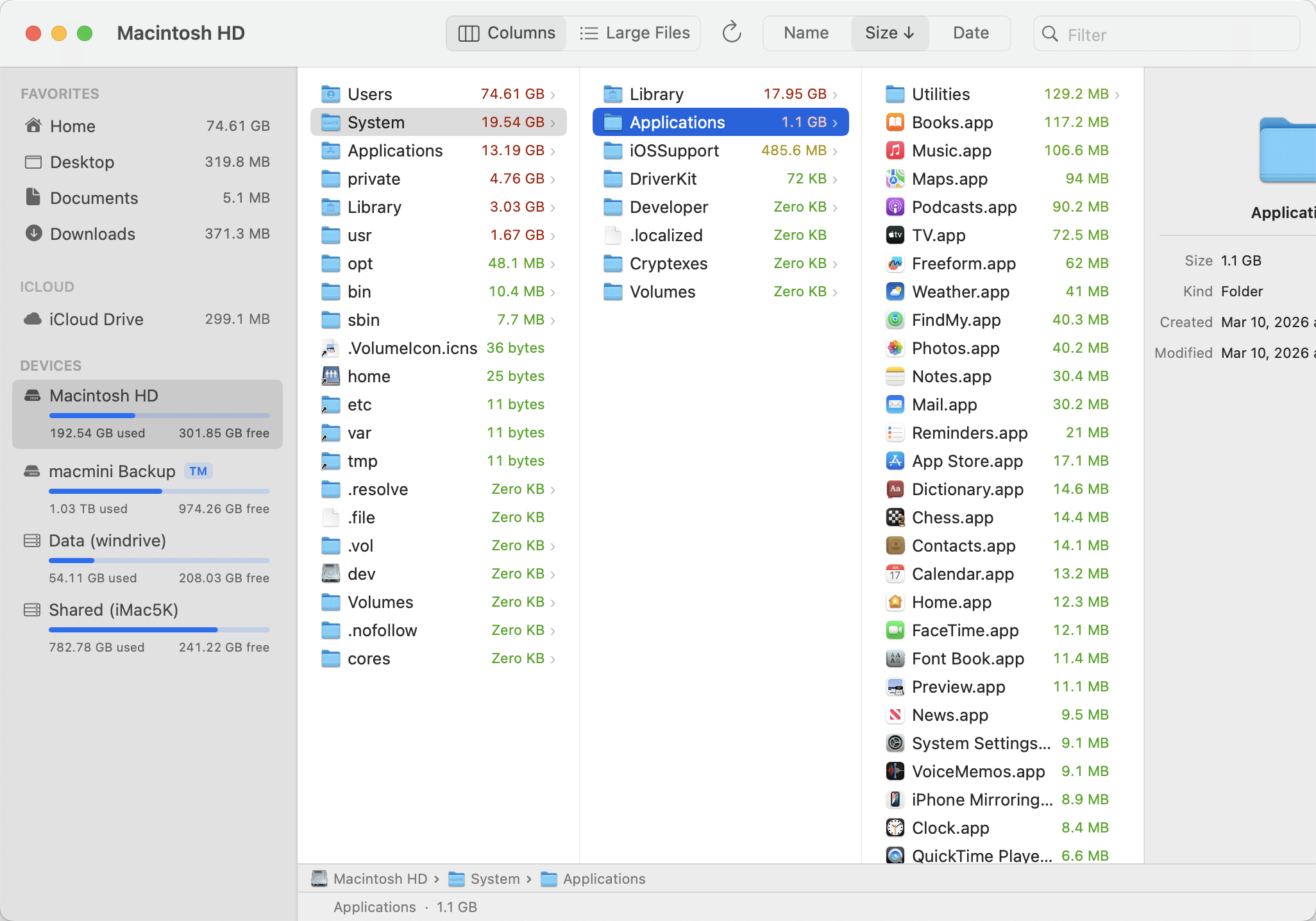 Spacie main interface